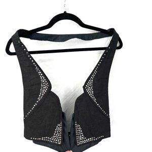 NEW Millau y2k 2000s open front studded bling black vest menswear inspired M